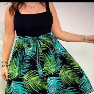 Ladies 1X  colorful tropical print dress